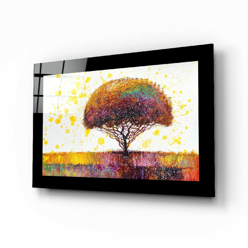 Colorful Dream Tree botanical glass wall art