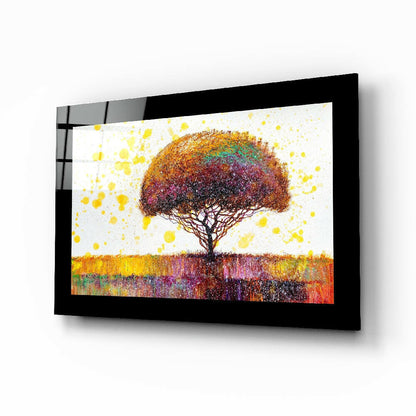 Colorful Dream Tree botanical glass wall art