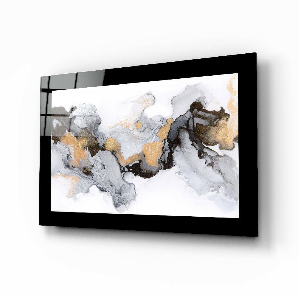 Marble Pattern Glass Wall Art charcoal and gold