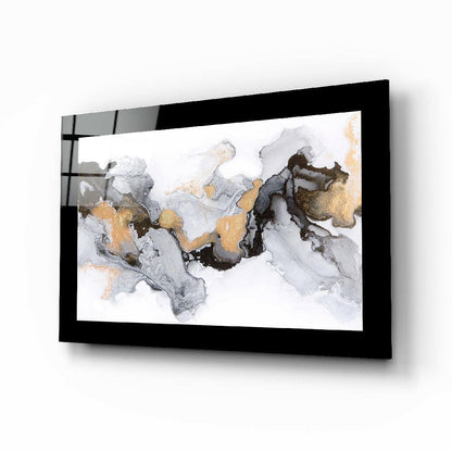 Marble Pattern Glass Wall Art charcoal and gold