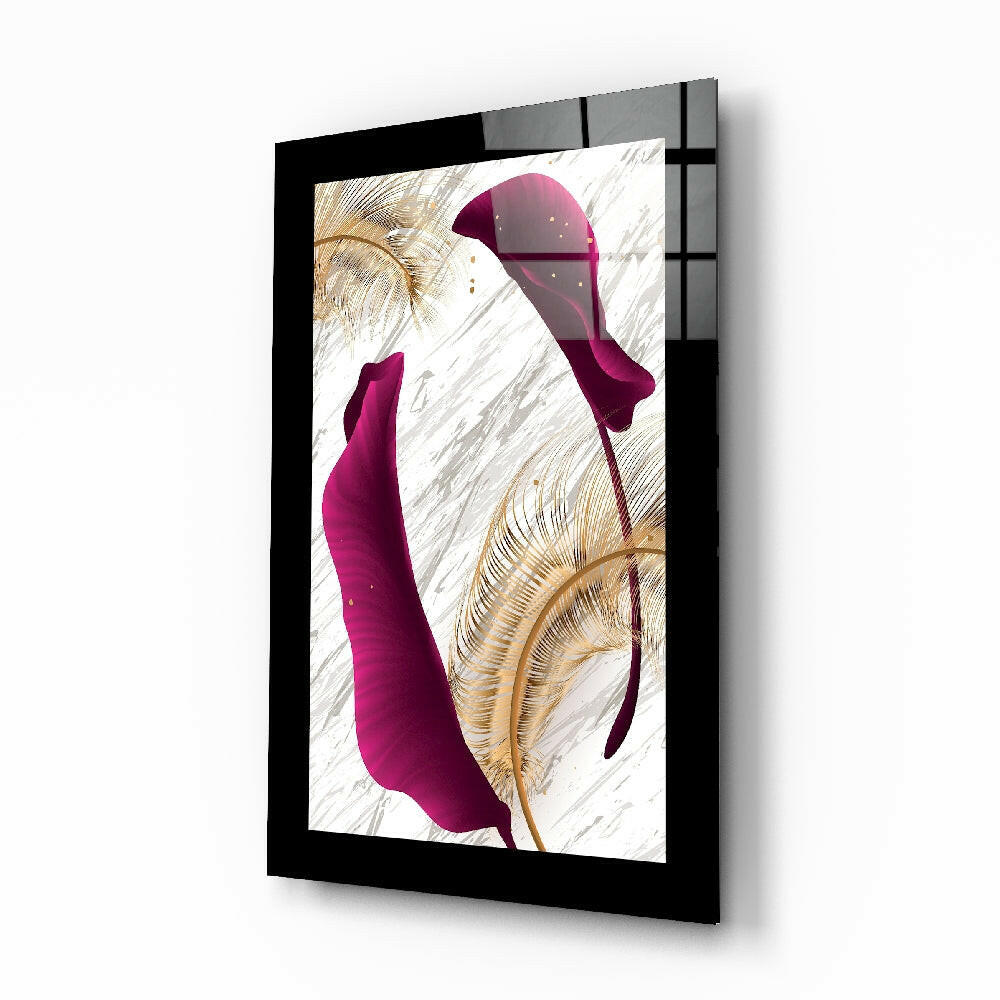Harmonious Purple Leaf floral glass wall art