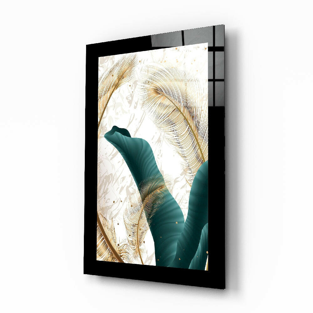 Emerald Leaf glass wall art print