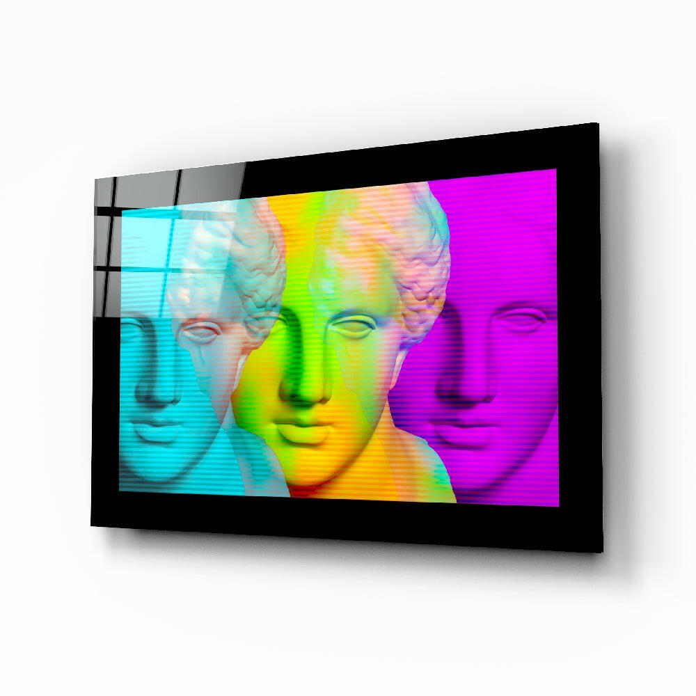 Neon gradient bust trio glass wall art