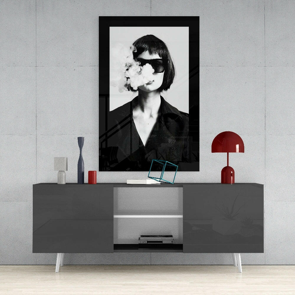 Smoke Face Editorial Glass Wall Art