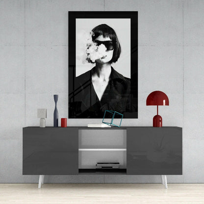 Smoke Face Editorial Glass Wall Art
