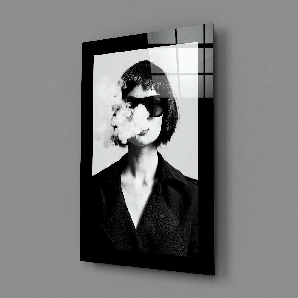 Smoke Face Editorial Glass Wall Art
