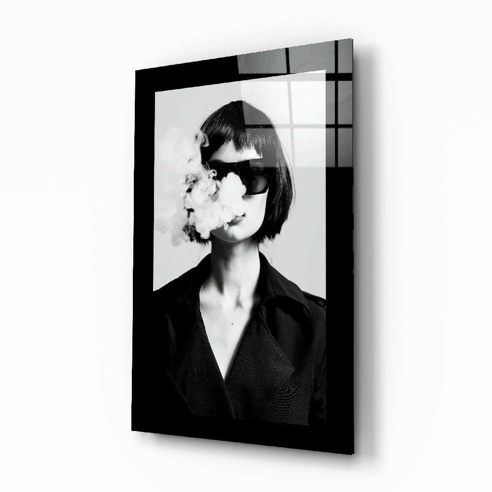 Smoke face editorial glass wall art fashion design