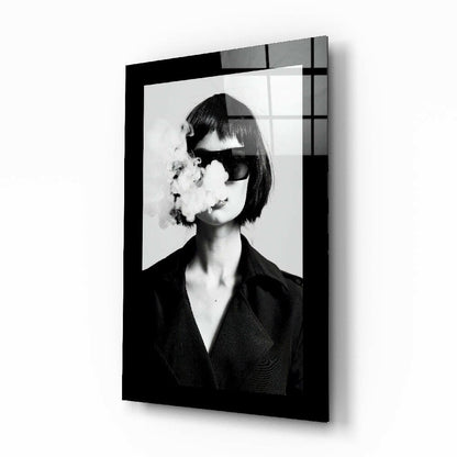 Smoke face editorial glass wall art fashion design