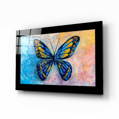 Colorful Butterfly painterly glass wall art
