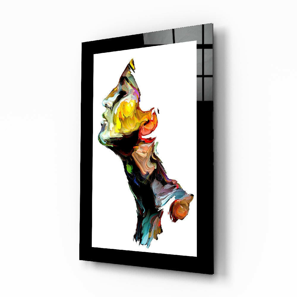 Abstract Thoughts painterly abstract glass wall art in saffron and charcoal tones