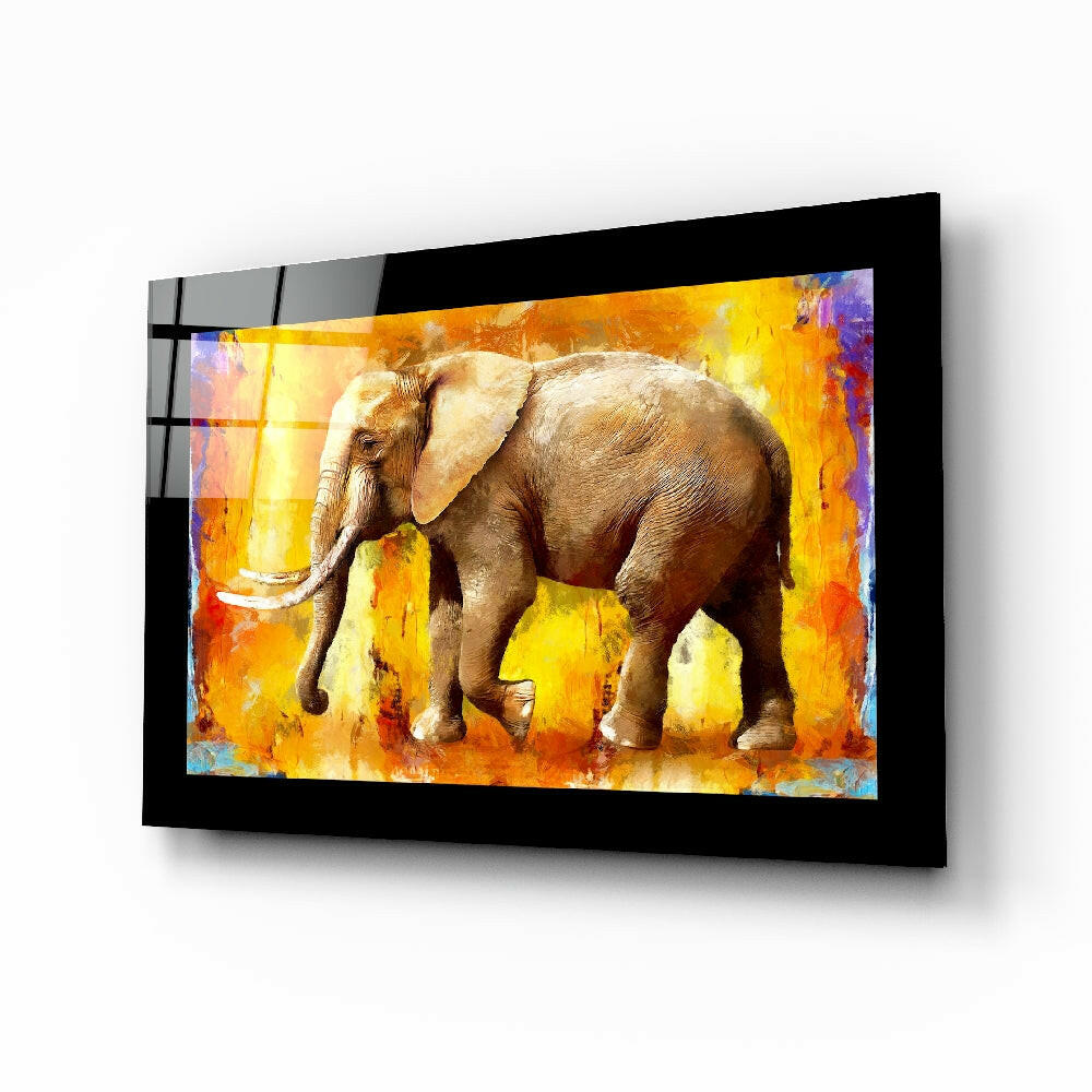 Elephant oil painting glass wall art