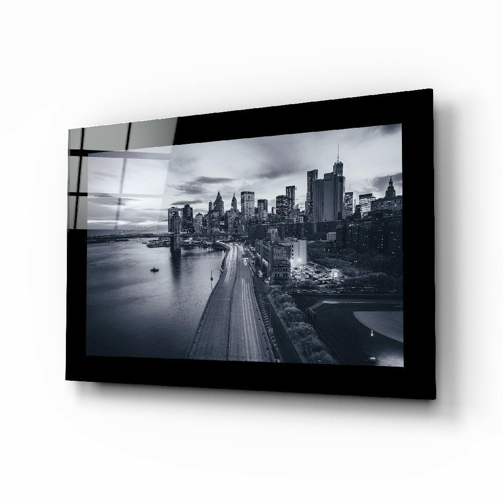 New York skyline monochrome glass wall art cityscape