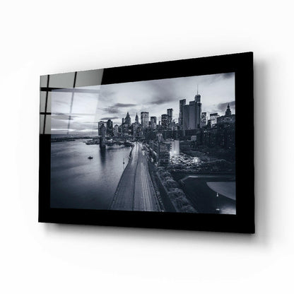 New York skyline monochrome glass wall art cityscape