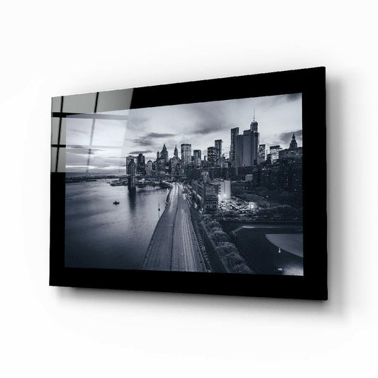 New York skyline monochrome glass wall art cityscape