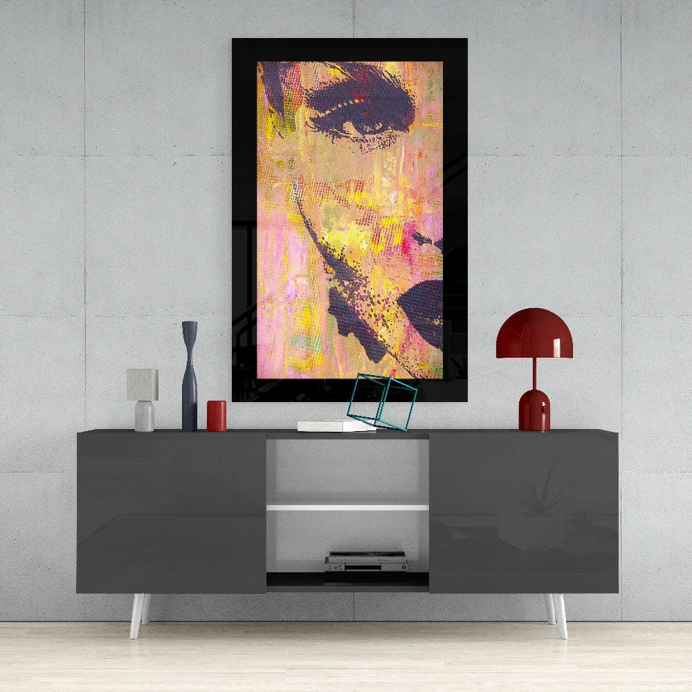 Abstract Half-Face Portrait Glass Wall Art