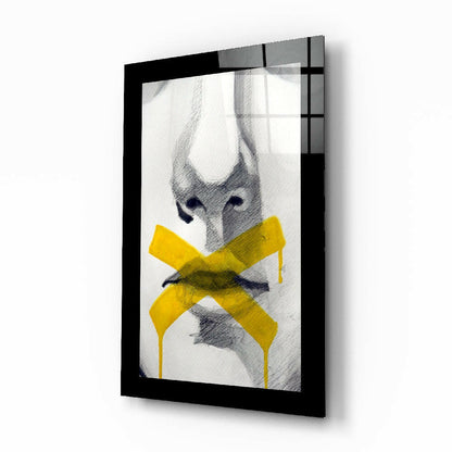 No Talking figurative mixed-media glass wall art