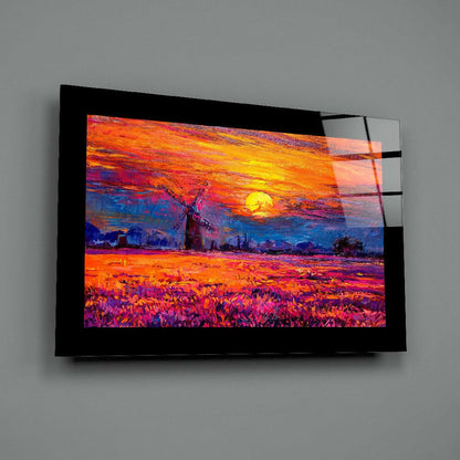 Mill in the Field Glass Wall Art