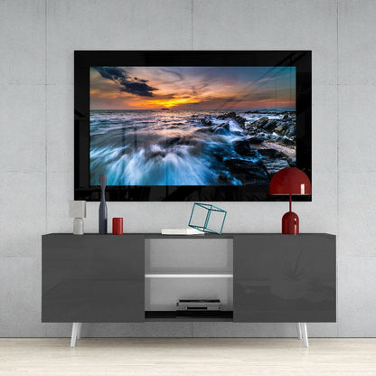 Combatant Sea Storm Glass Wall Art