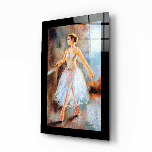 Ballerina Glass Wall Art - ballerina at the barre on tempered glass