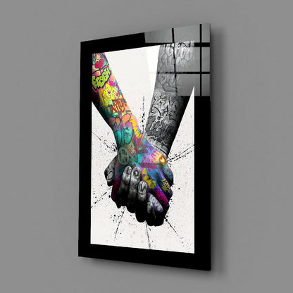 Graffiti Handshake Glass Wall Art