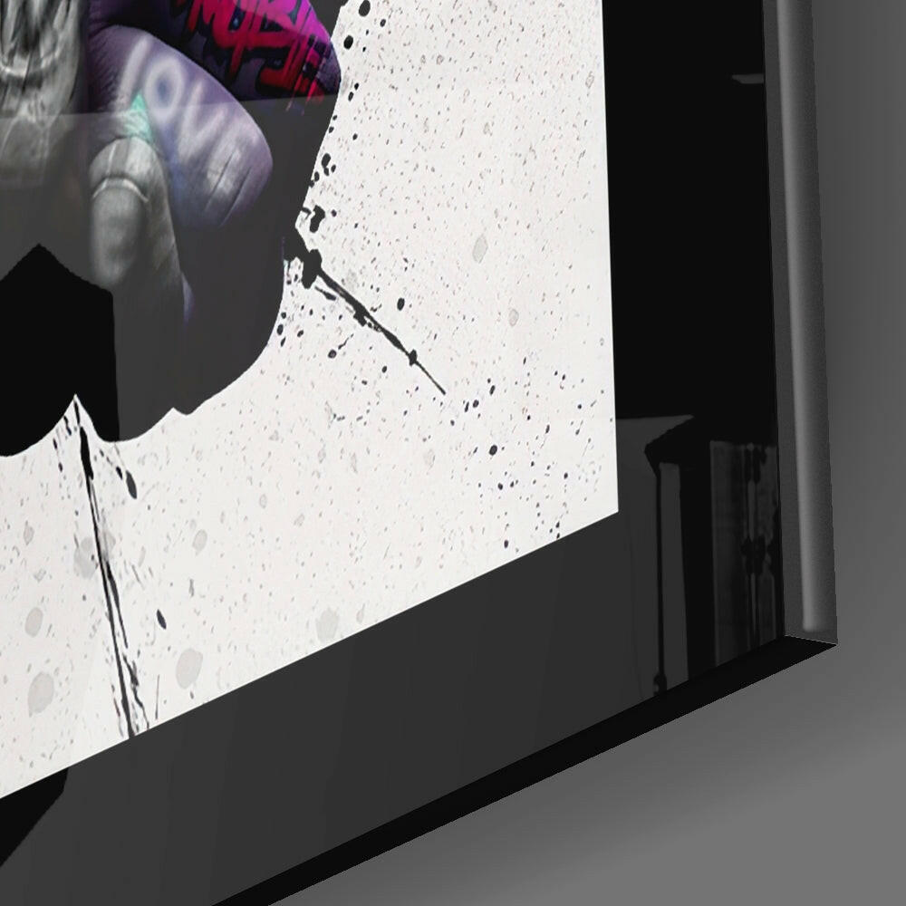 Graffiti Handshake Glass Wall Art