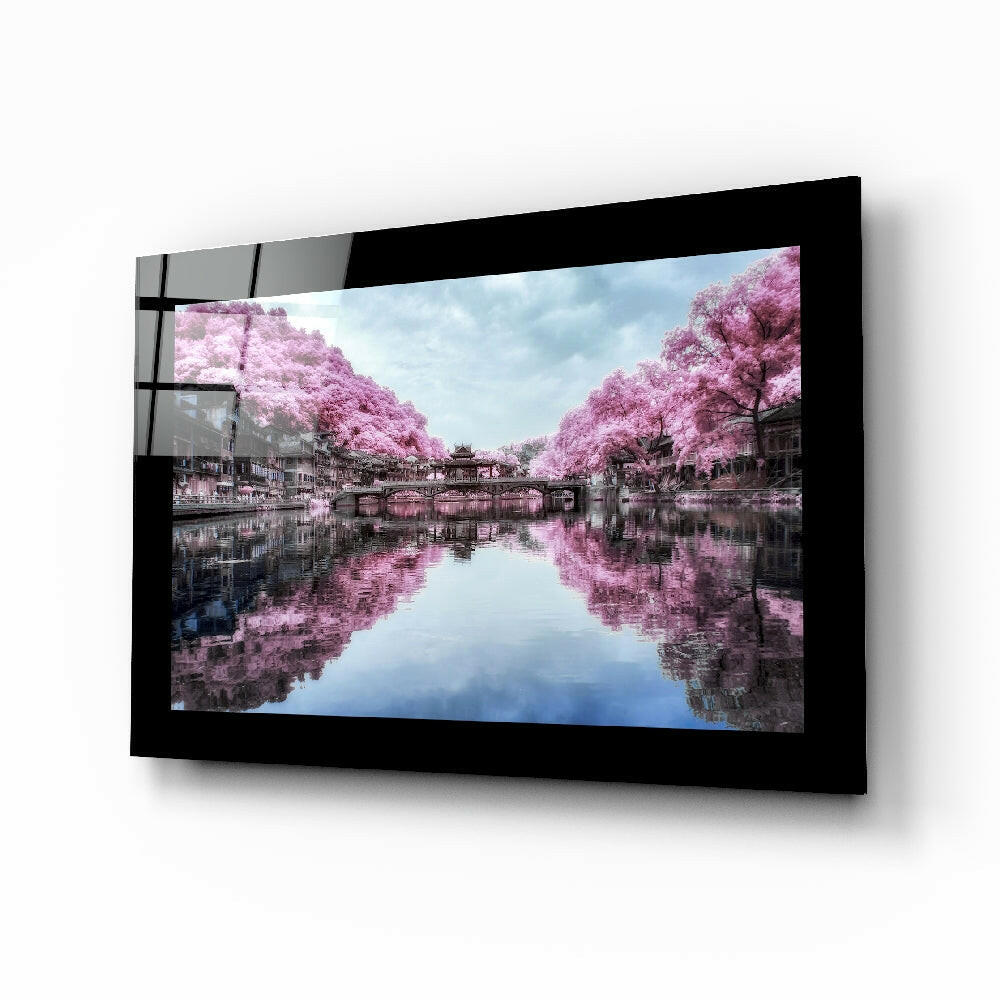Sakura Trees cherry blossom glass wall art