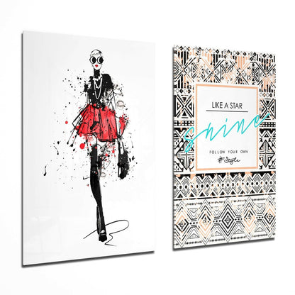 Follow Your Own Style glass wall art two-piece set on a wall