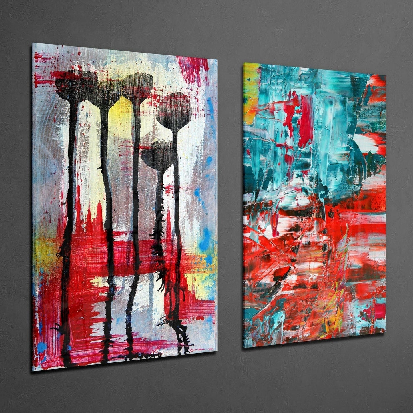 Abstract Flowers Glass Wall Art