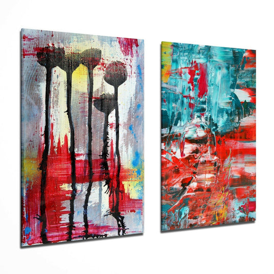Abstract Flowers glass wall art