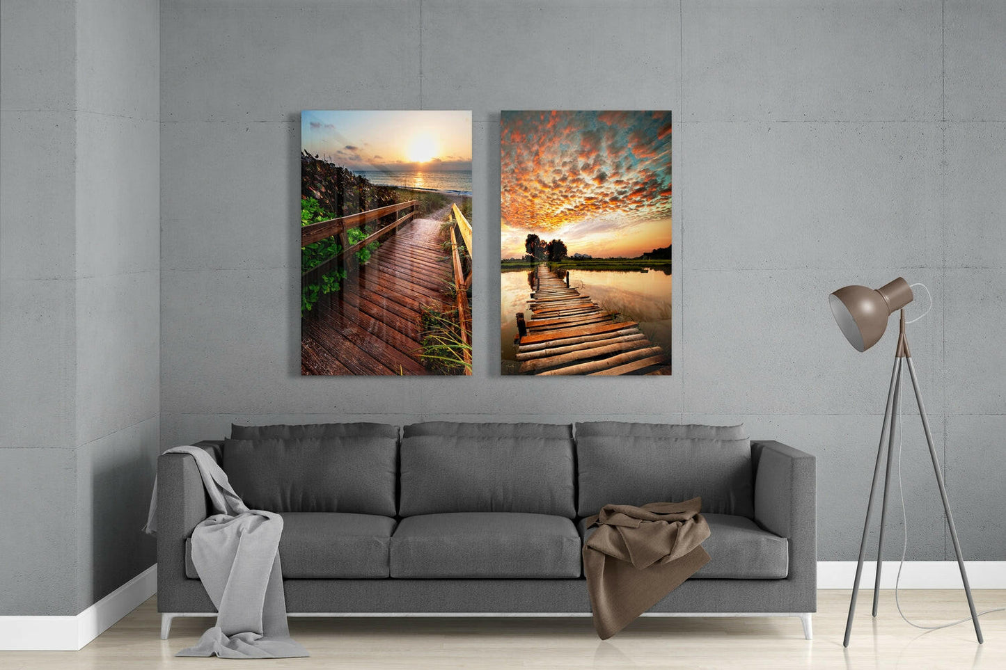 Sunsets 2-Piece Glass Wall Art Set