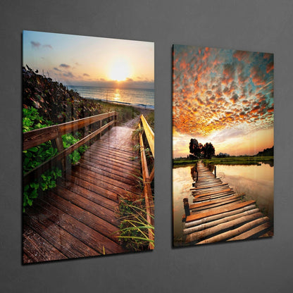 Sunsets 2-Piece Glass Wall Art Set