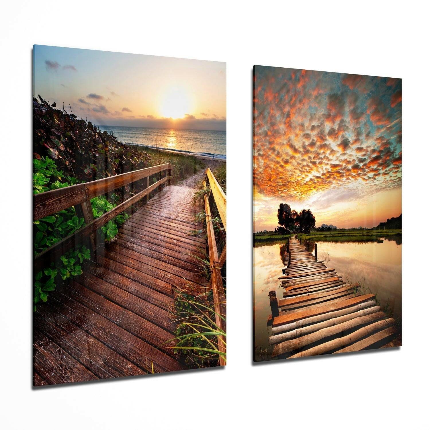 Sunsets 2-piece glass wall art