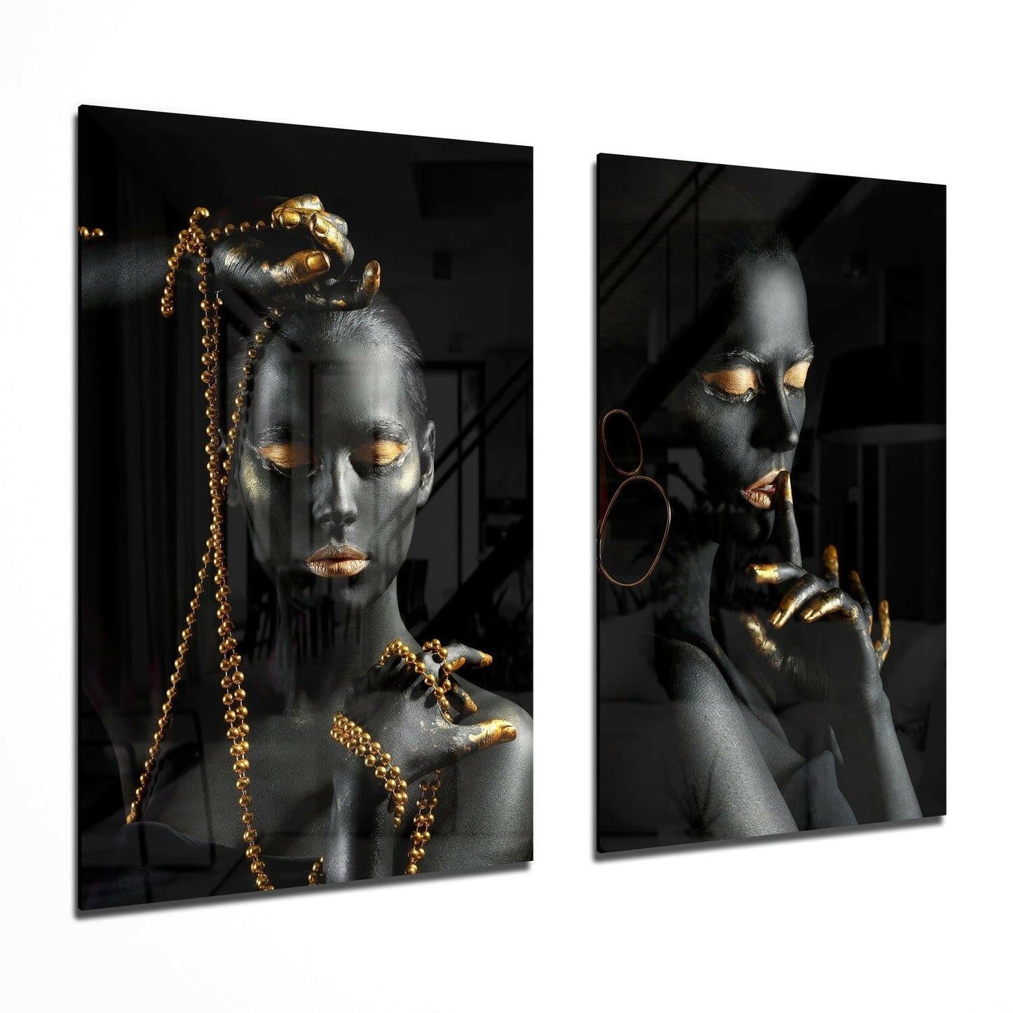 Women 2-piece glass wall art