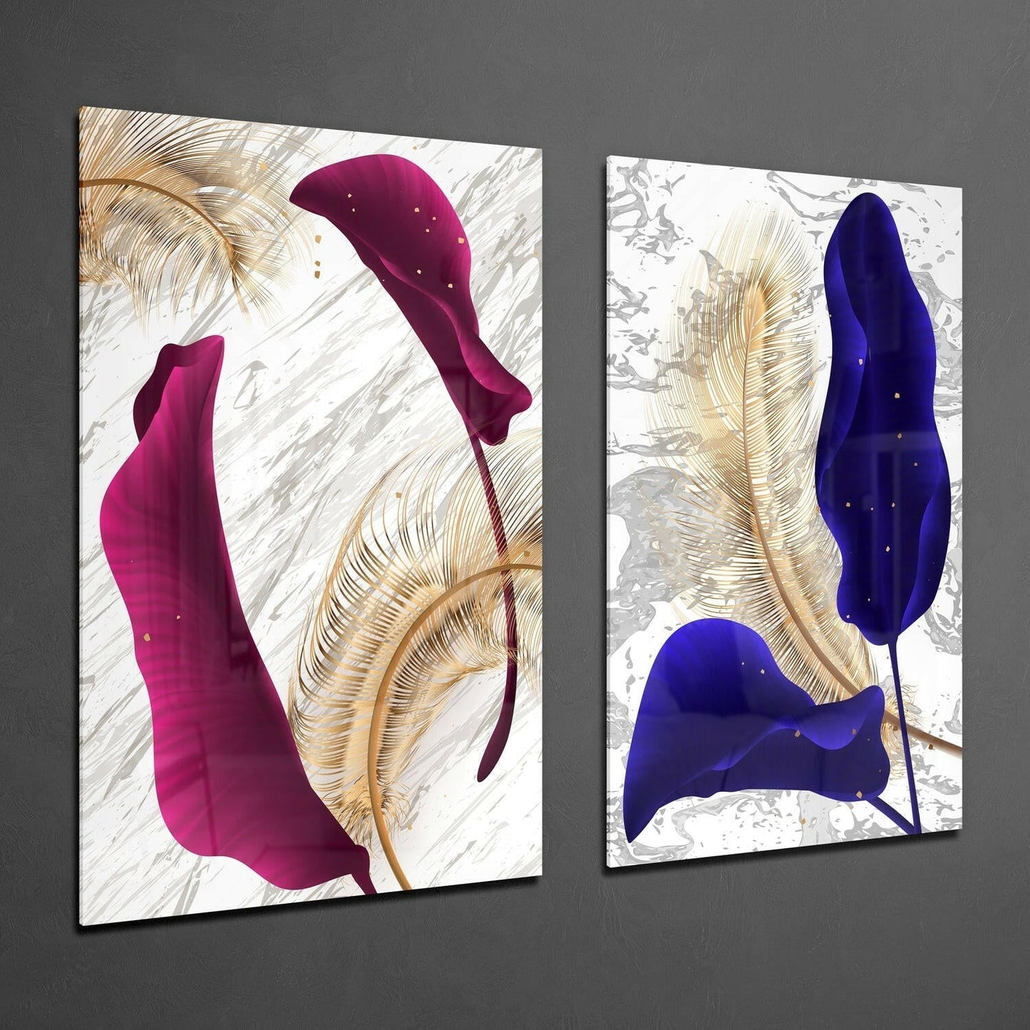 Leaves 2-Piece Glass Wall Art Set