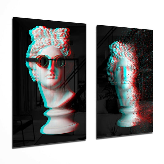 Statues 2-piece glass wall art