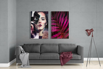 Patchwork Women 2-Piece Glass Wall Art Set