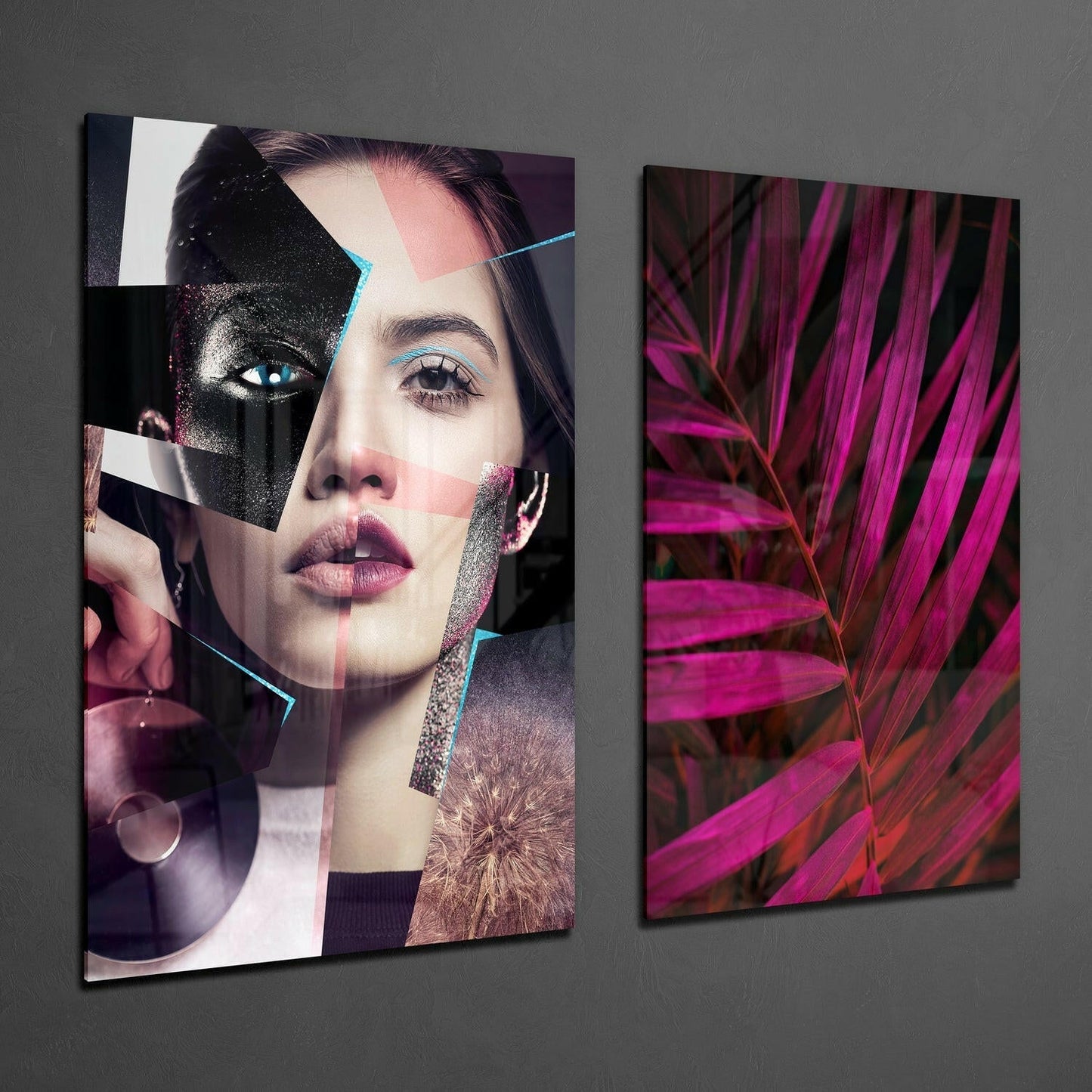 Patchwork Women 2-Piece Glass Wall Art Set