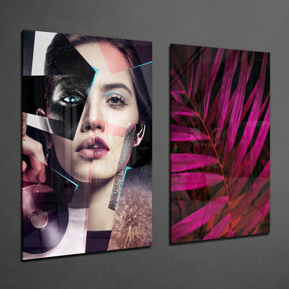 Patchwork Women 2-Piece Glass Wall Art Set