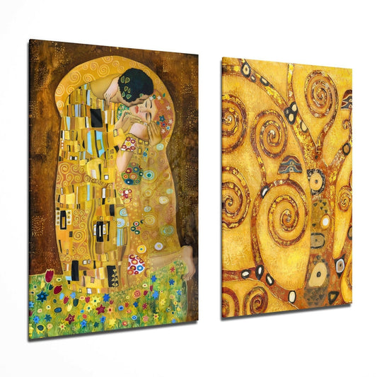 Klimt 2-piece glass wall art