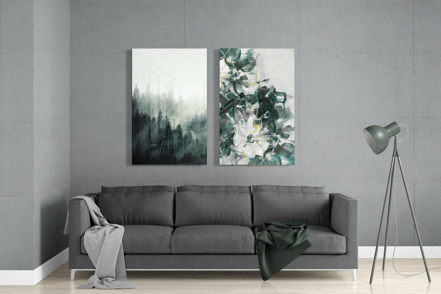 Tones of Green 2-Piece Glass Wall Art Set