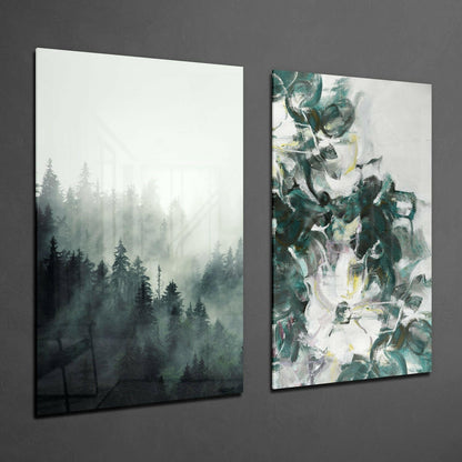 Tones of Green 2-Piece Glass Wall Art Set