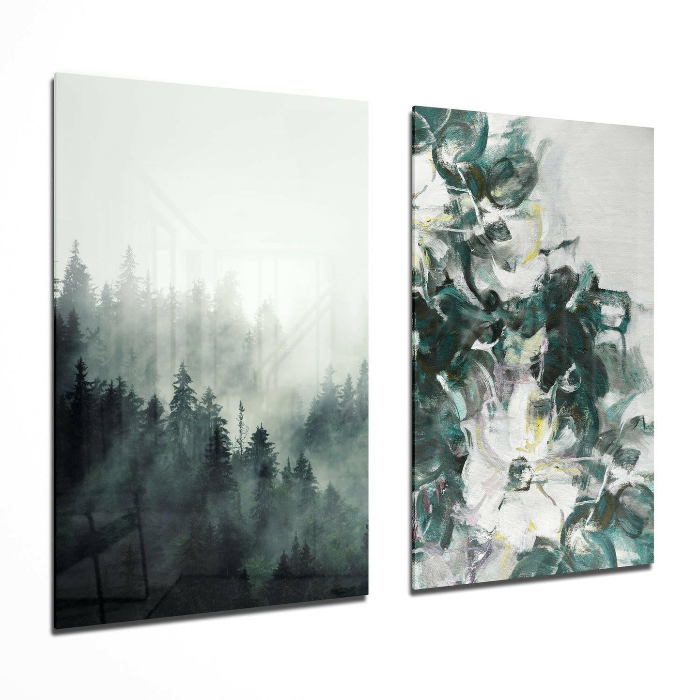 Tones of Green 2-piece glass wall art