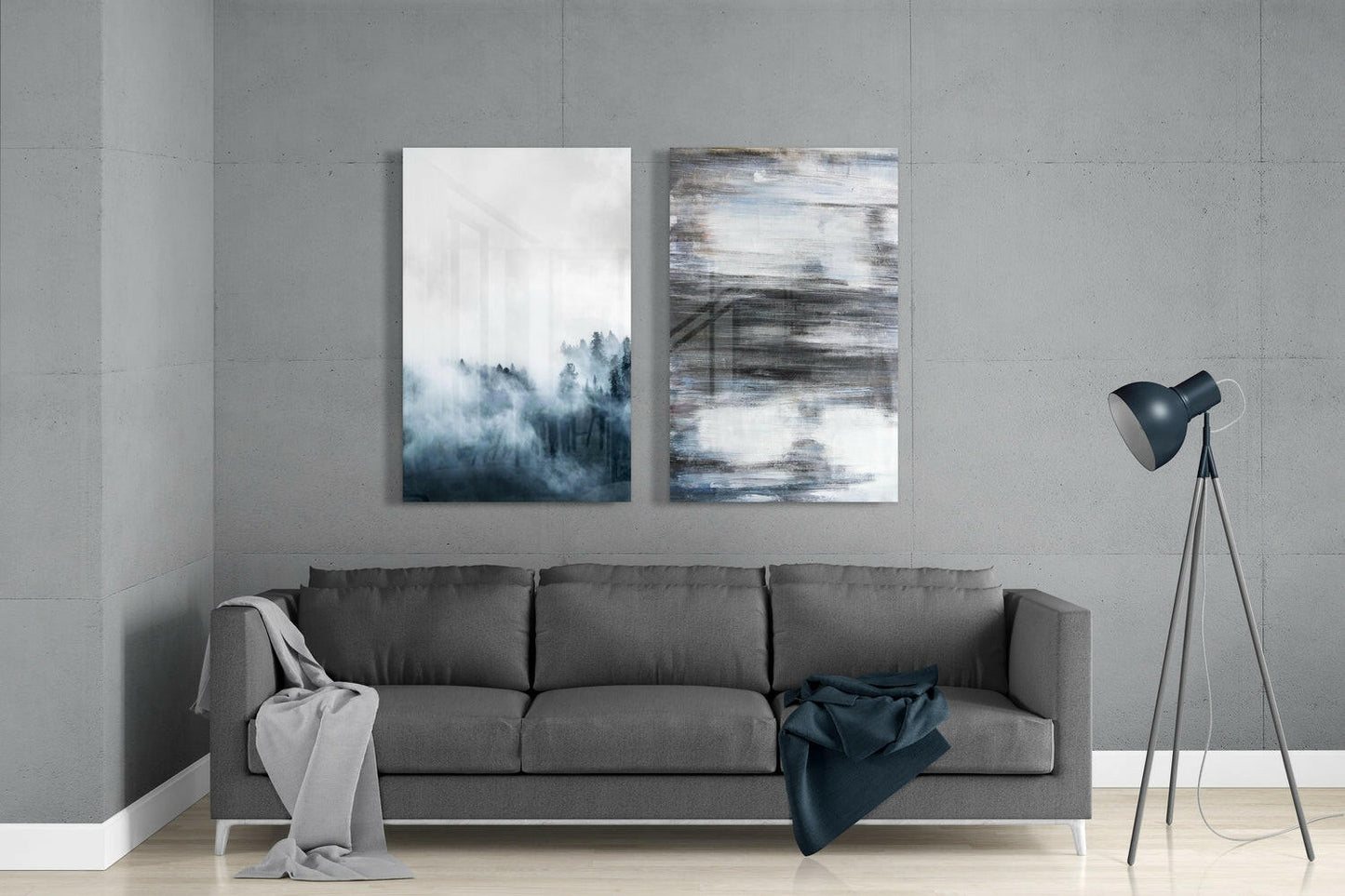 Blue Touches 2-Piece Glass Wall Art Set