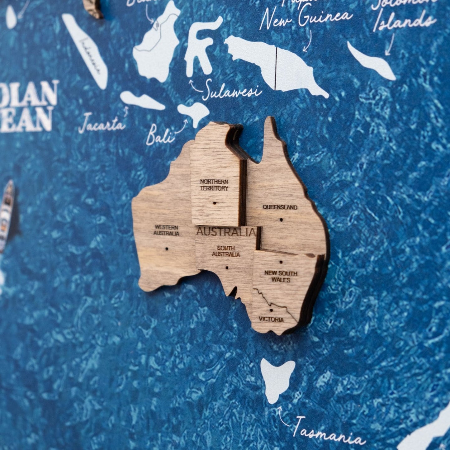 3D Wooden Panel World Map Wall Art - Terra