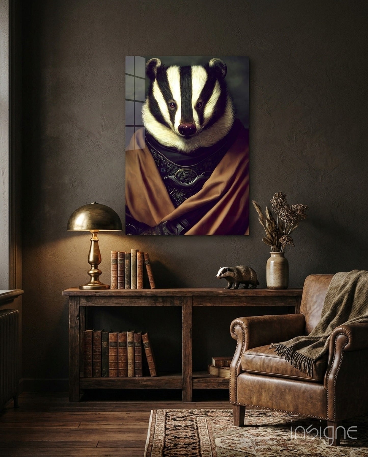 Badger glass wall art