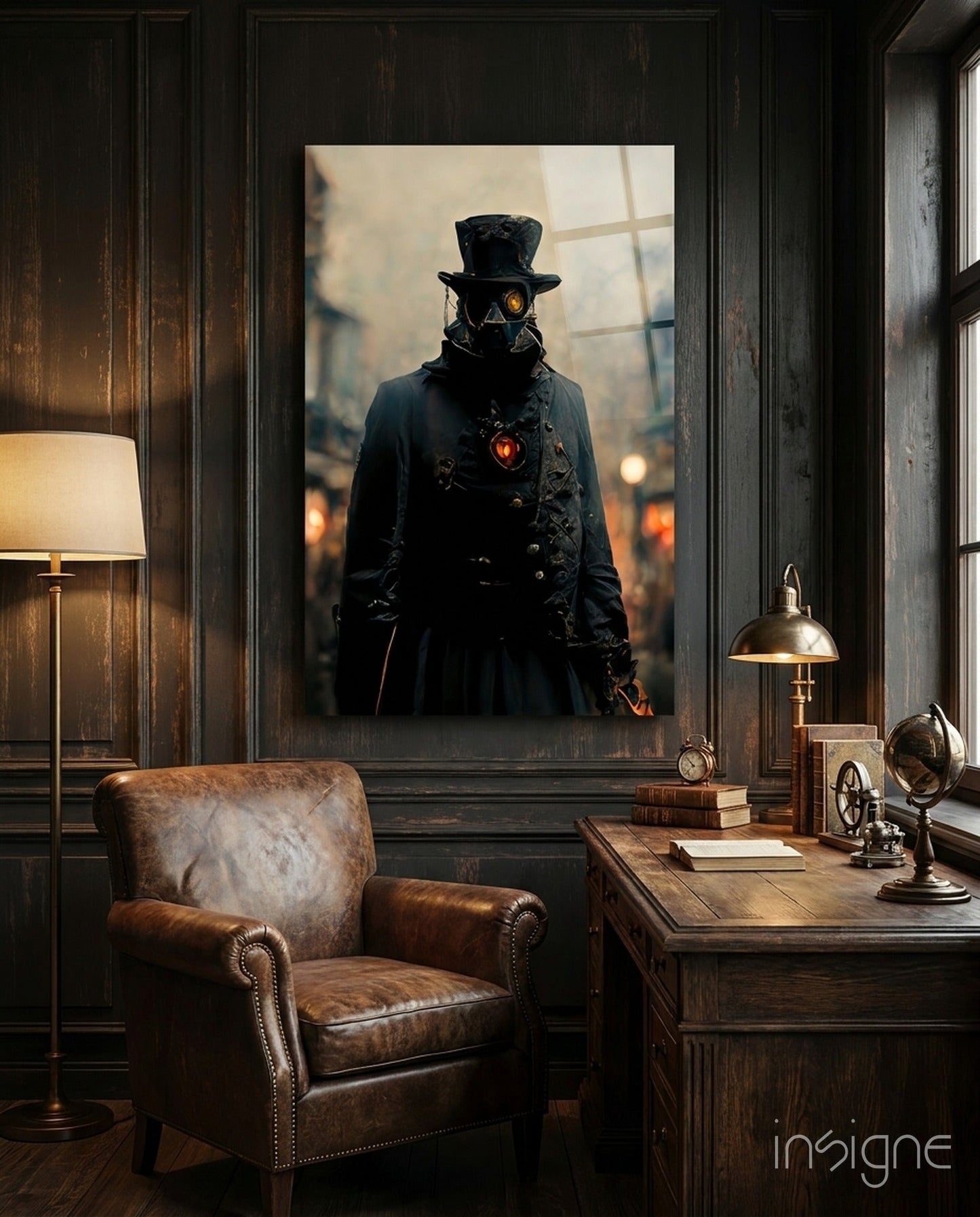 Battle Field Victorian plague doctor glass wall art
