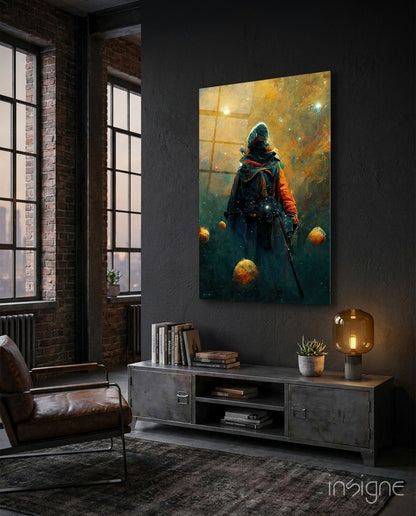 To the Freedom cosmic wanderer glass wall art