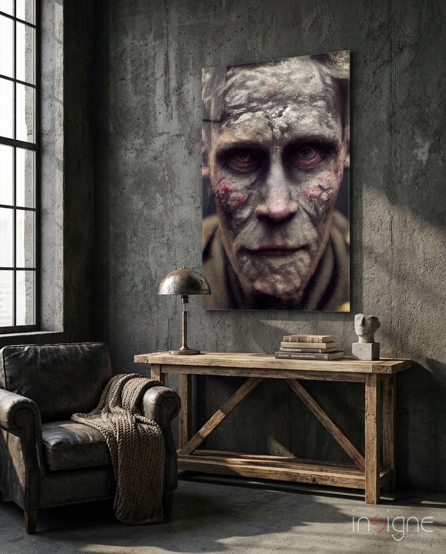Decayed weathered soldier glass wall art