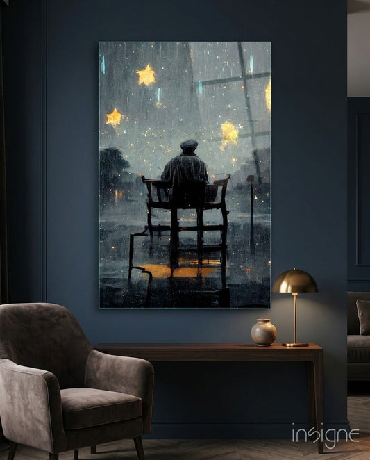 Star Rain quiet vigil glass wall art