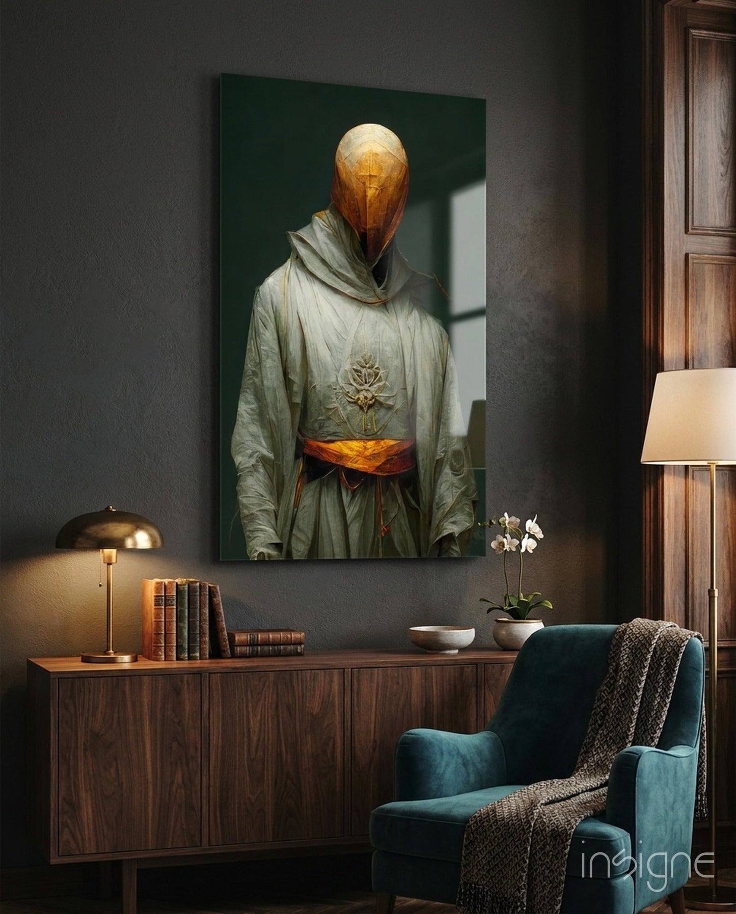 Headless Monk faceless ascetic glass wall art